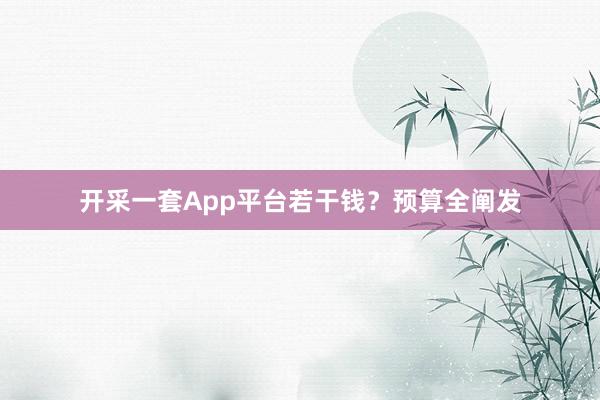 开采一套App平台若干钱？预算全阐发