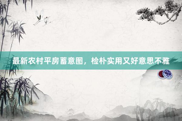 最新农村平房蓄意图，检朴实用又好意思不雅